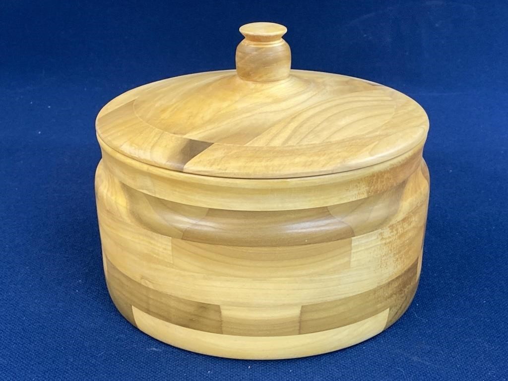 8” Wooden Hand Turned bowl with lid by Eric