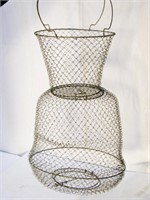 2 Vintage Wire Collapsible Fishing Nets