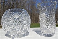 Pinwheel Crystal Vase & Flower Bowl