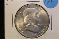 1951-D Uncirculated Franklin Silver Half Dollar