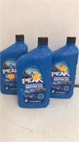 3 - 1 qt bottles PEAK MOTOR OIL.  5W-20.