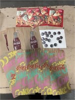 Lot of vintage coke bags, caps and cards
