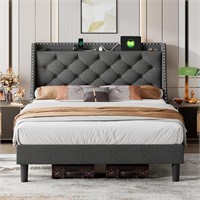 iPormis Queen Bed Frame with 16 Wingback