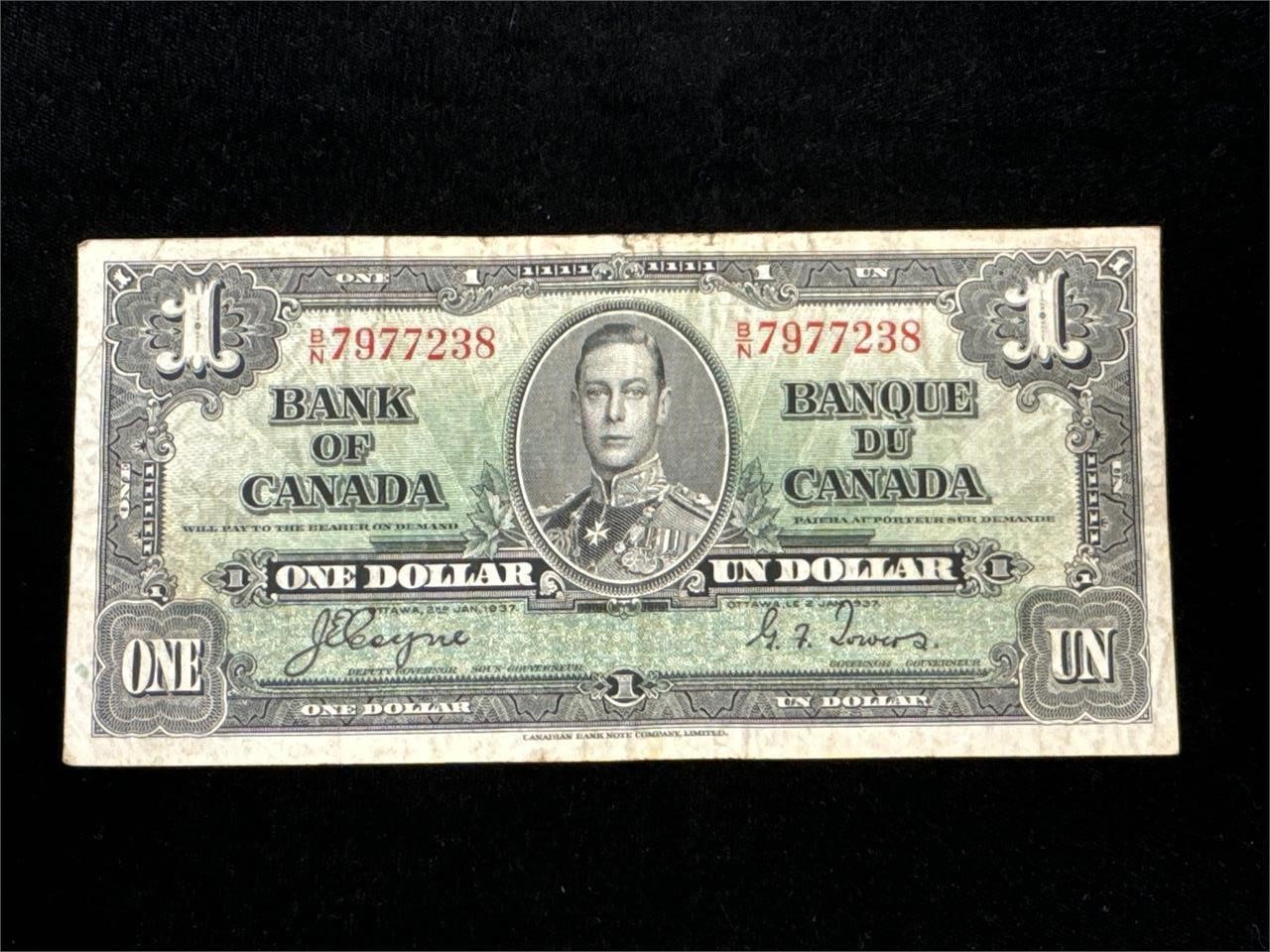 1937 $1 Bank of Canada -Ottawa Note