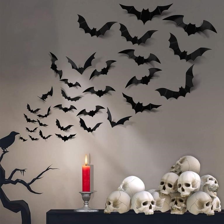 88 Pcs DIY 3D Bats Halloween Decoration, 4