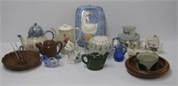 Glassware items including various style tea pots,