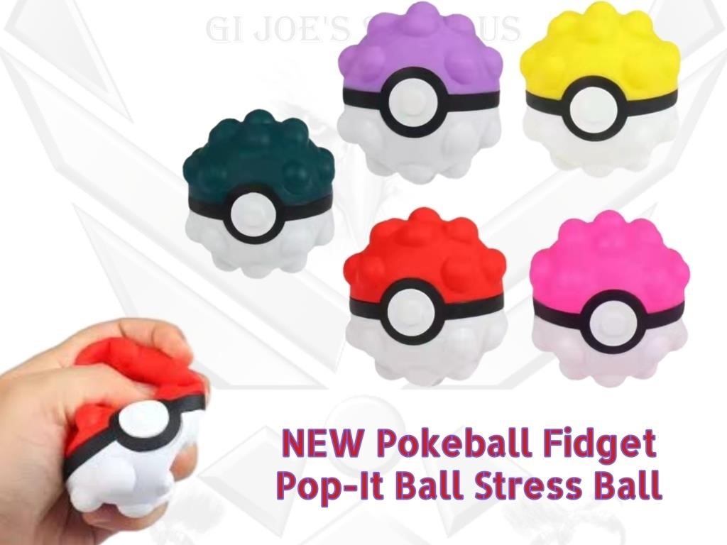 4 NEW Pokeball Sensory Push Pop Stress Ball WHS