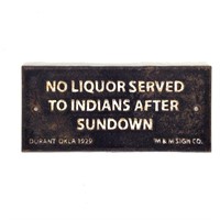 Cast Metal " No Liquor Served" Sign