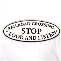 Cast Metal "Railroad Crossing" Sign