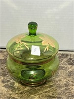 GREEN PAINTED CANDY DISH