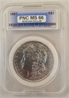1887 Morgan Silver Dollar, Graded PNC MS66
