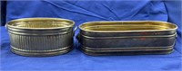 2 Small Oval Brass Planters