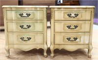 Pair French 3 drawer nightstands, see photos