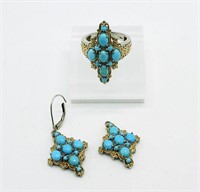 Sterling Turquoise Ring & Earring Set