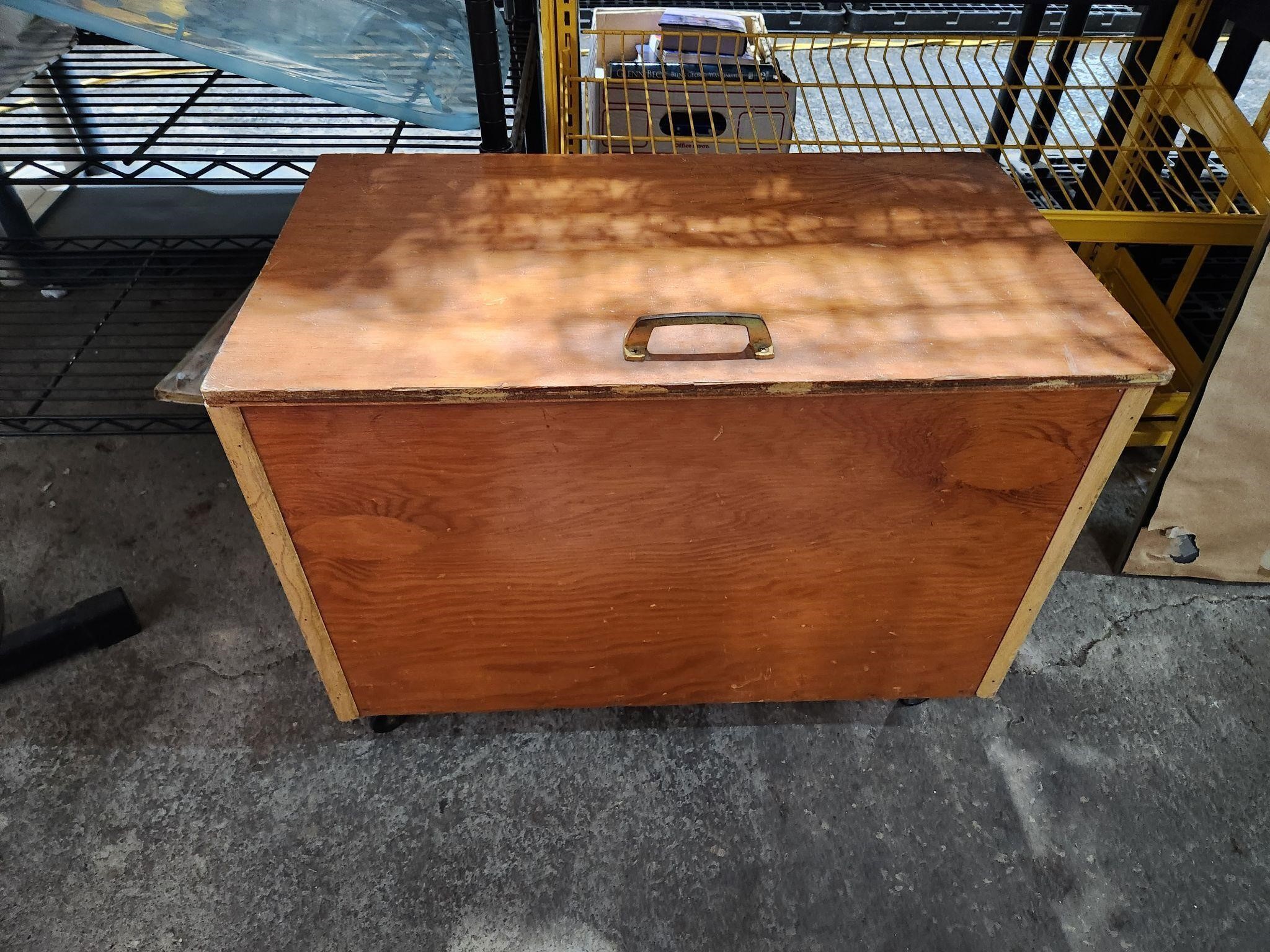 Wooden Toy Trunk with Wheels