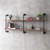 60in 2tier Pipe Shelving  Real Wood