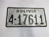 Vintage Bolivia License Plate