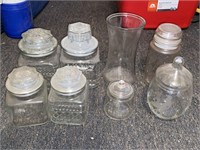 LOT OF GLASS JARS