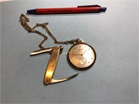 Gruen pocket watch with chain and knife