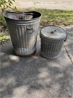 2 Metal Trash Cans