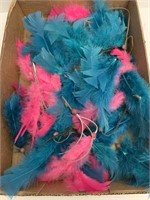 Pink and teal feathers