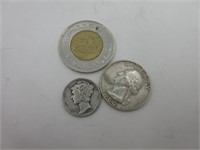 25 c 1960 et 10 c 1935 argent USA