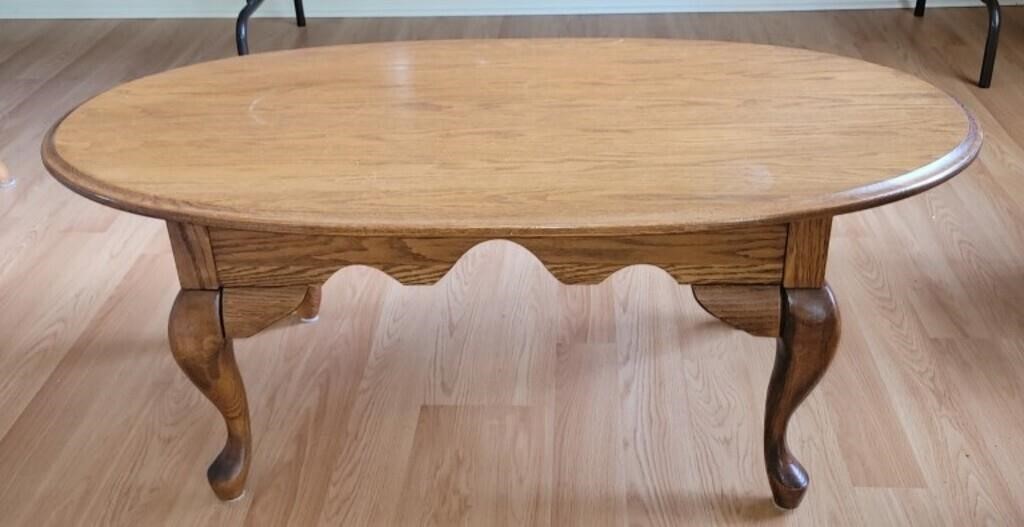 Oval Oak Coffee Table 45" x 24" x 18"