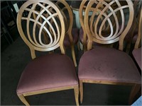 WOOD SIDE CHAIRS WITH CURVED BACKS & PADDED SEATS