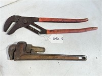 Pipe Wrench & Large Adjustable Pliers