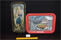 Lot of 2 Coca-Cola Trays; Yule time Delivery 1999