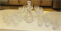 19 piece cut glass beverage set with decanter