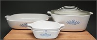 Corning Ware Blue Cornflower Casserole Dishes (4)