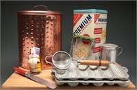 Vtg Kitchenware- Bread Molds, Nabisco Tin + (12)