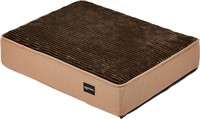 Amazon Basics Foam Pet Bed, Small, Brown Flannel