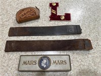 razor straps/wool lettering/antique miscellaneous