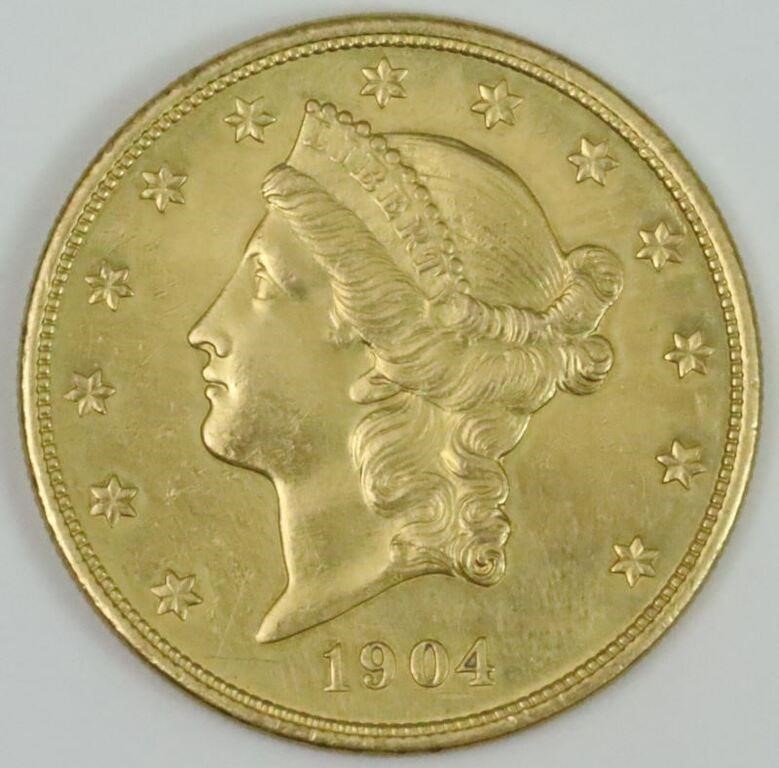 1904 $20 LIBERTY HEAD GOLD COIN