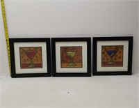 3 art pictures in frames