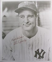 Lou Gehrig Signed 8 x 10, Photo Best Wishes
