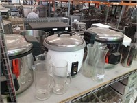 4 Rice Cookers, 3 Plastic & 3 Glass Water Jugs