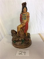Plaster Hand Painted Native American Statue