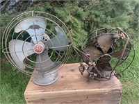 TWO OLD FANS CENTURY BRASS BLADE & GE