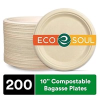 ECO SOUL 100% Compostable 10" Bagasse Paper Plates