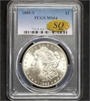 1885-S Morgan Silver Dollar PCGS MS64 SQ Key Date