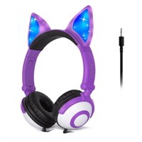 6.6 x 5.6 x 1.2  Kids Headphones with LED Cat Ears