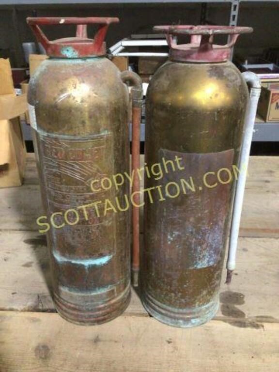 2 brass Red Comet soda acid fire extinguishers