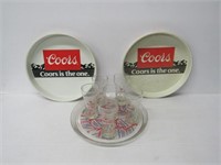 2 Coors Trays + Budweiser Tray w/Glasses
