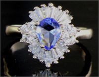 Elegant Tanzanite & White Topaz Ring