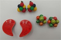 3 Pairs of Very Colorful Vintage Earings