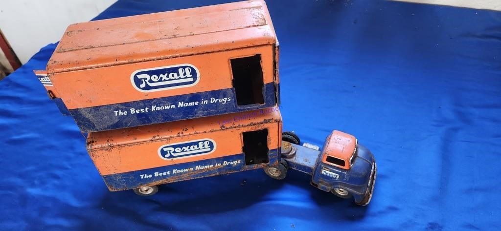 Rexall Pressed Steel Truck w/Tandem Trailers