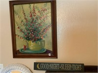 Original Botanical Painting+Sign